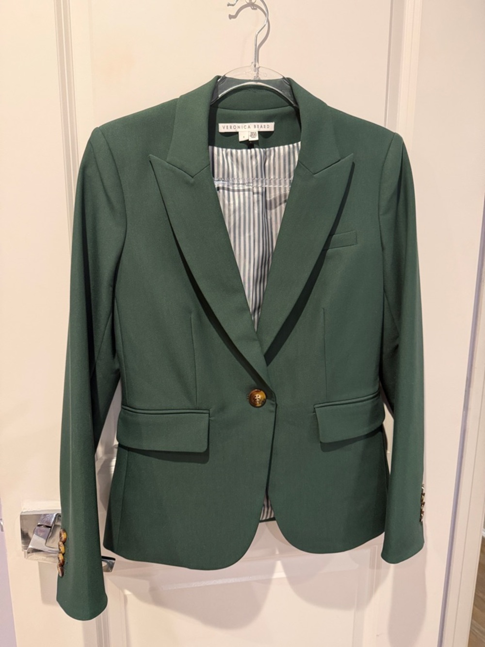 VERONICA BEARD Forest Green Tailored Single-Button Dickey Blazer NWOT